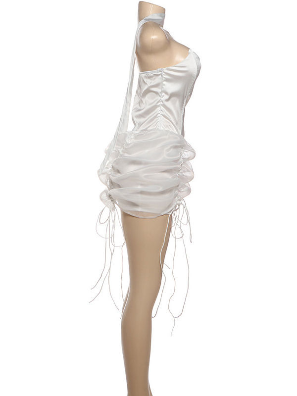 TWOTWINSTYLE High Waist Patchwork Mesh Strapless Chic Dress