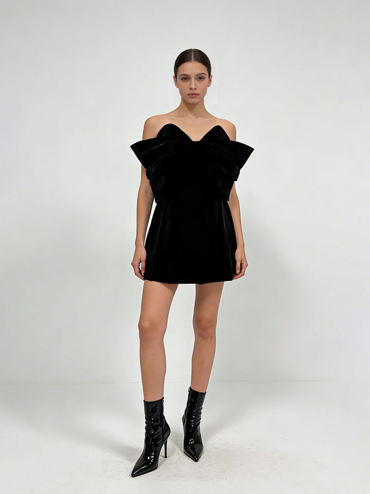 TWOTWINSTYLE Off Shoulder Spliced Bowknot Designer Dress