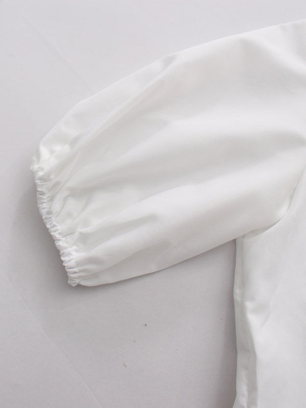TWOTWINSTYLE Solid Short Sleeve Spliced Lace Up Casual Shirt