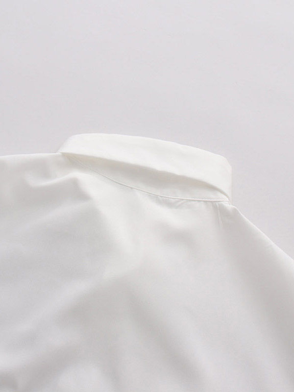 TWOTWINSTYLE Solid Short Sleeve Spliced Lace Up Casual Shirt