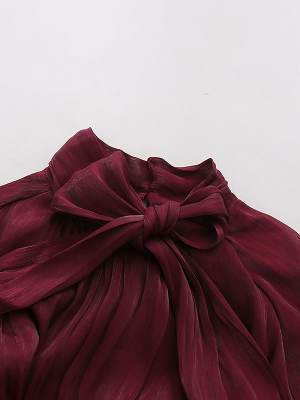TWOTWINSTYLE Solid Long Sleeve Spliced Ruffles Elegant Dress