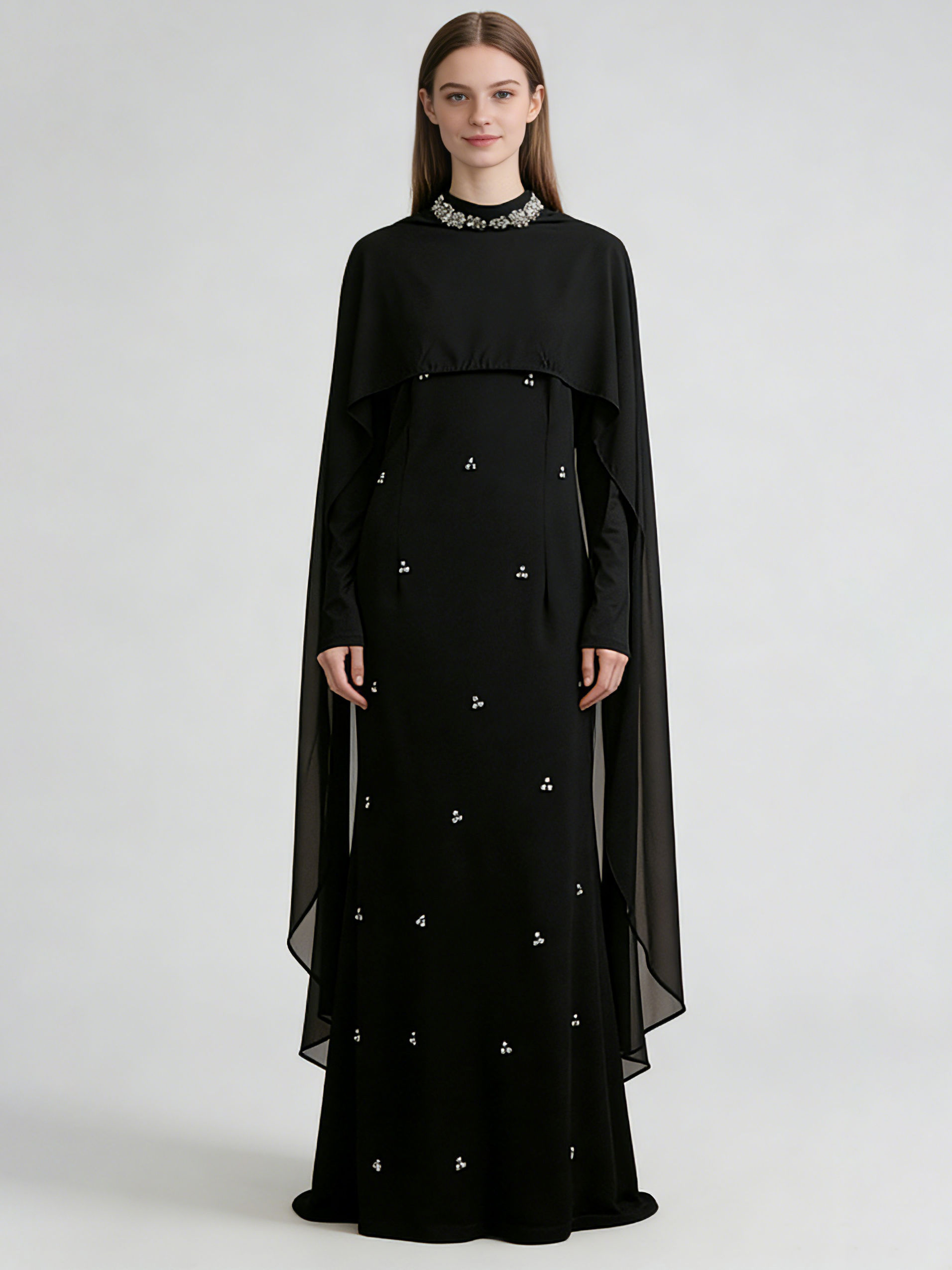 TWOTWINSTYLE Solid Stand Collar Spliced Diamond Designer Dress