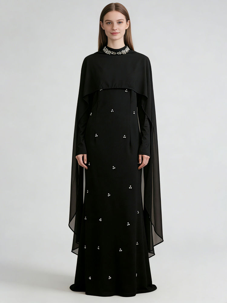 TWOTWINSTYLE Solid Stand Collar Spliced Diamond Designer Dress