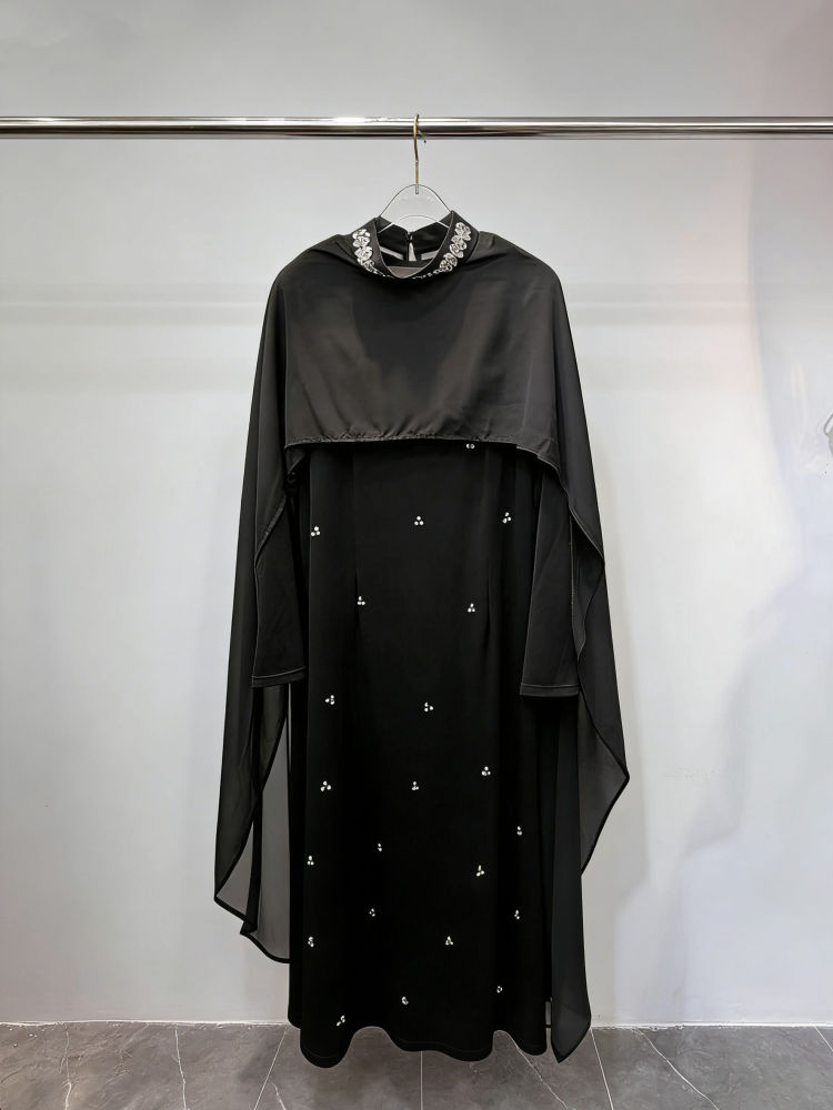 TWOTWINSTYLE Solid Stand Collar Spliced Diamond Designer Dress