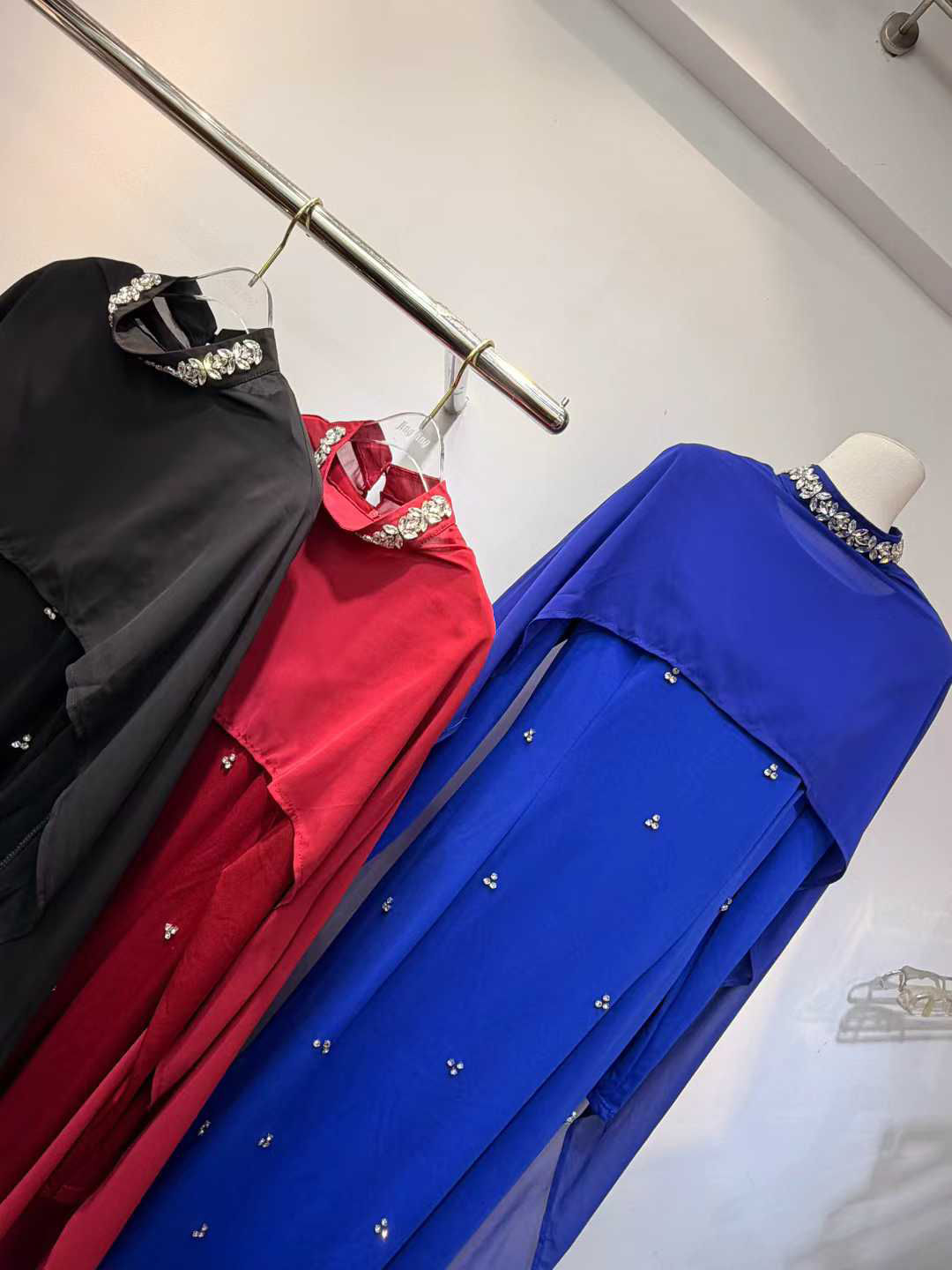 TWOTWINSTYLE Solid Stand Collar Spliced Diamond Designer Dress