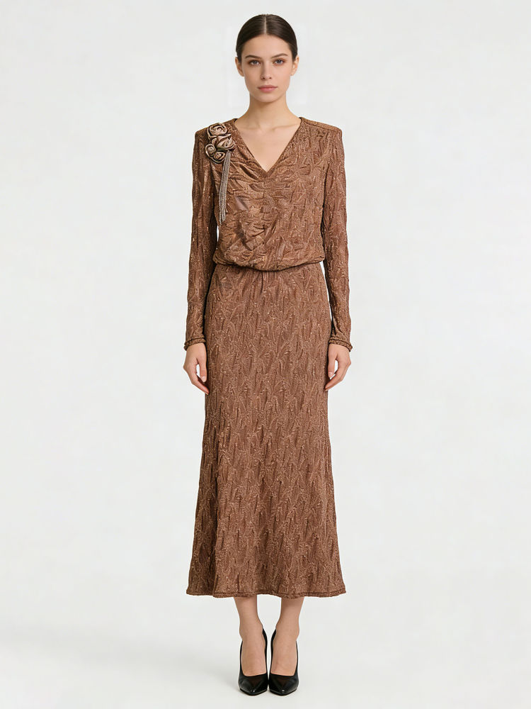TWOTWINSTYLE Spliced 3D Flower Tunic Vintage Dress