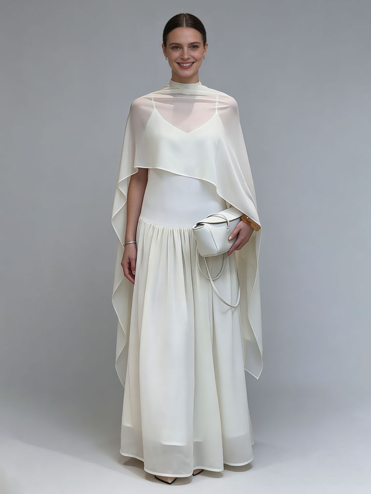 TWOTWINSTYLE Stand Collar Irregular Hem Coat Solid Sleeveles Dress Elegant Set