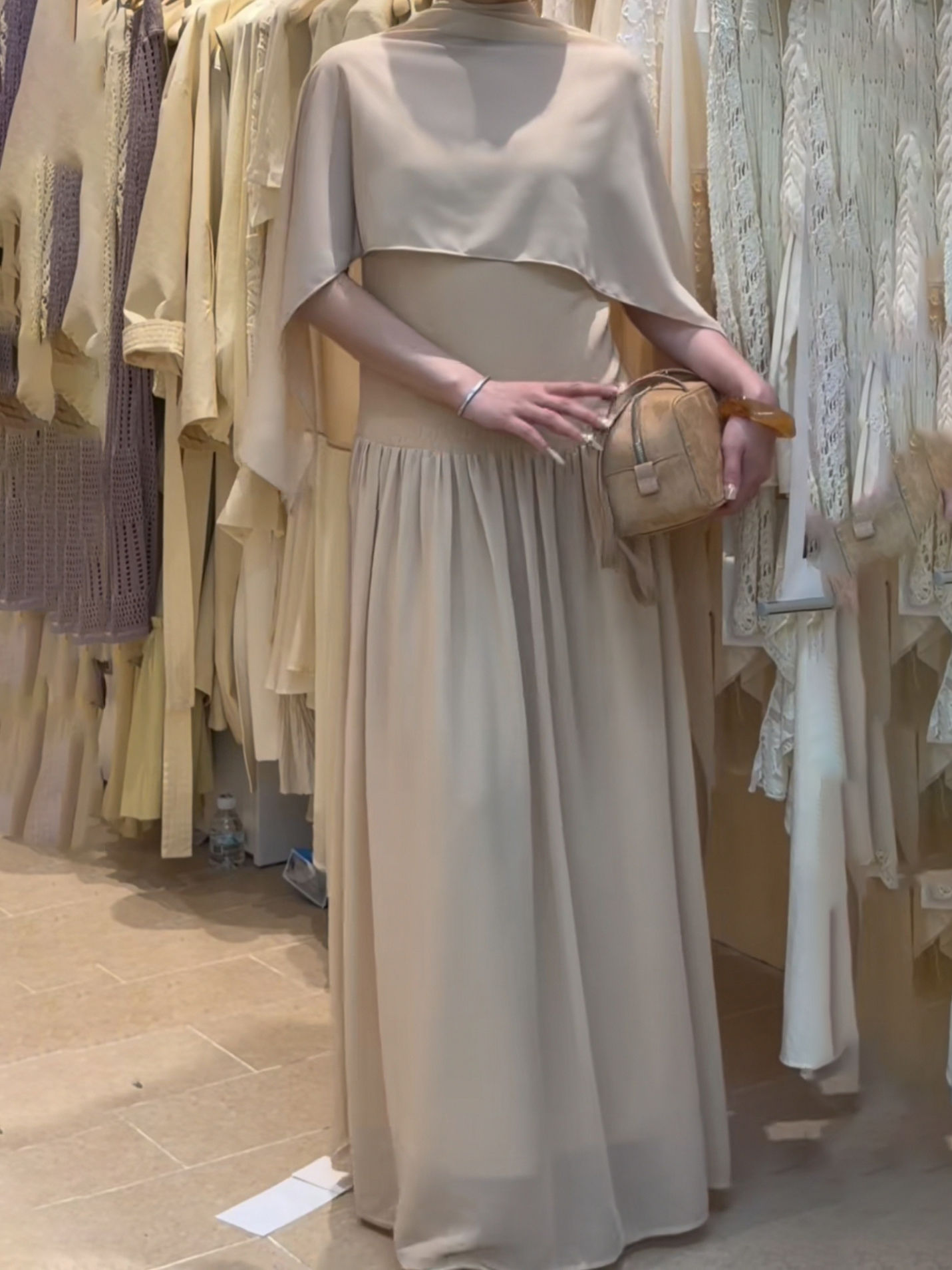 TWOTWINSTYLE Stand Collar Irregular Hem Coat Solid Sleeveles Dress Elegant Set