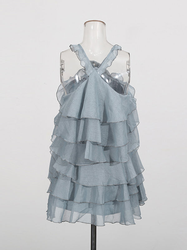 TWOTWINSTYLE Off Shoulder Spliced Ruffle Designer Dress