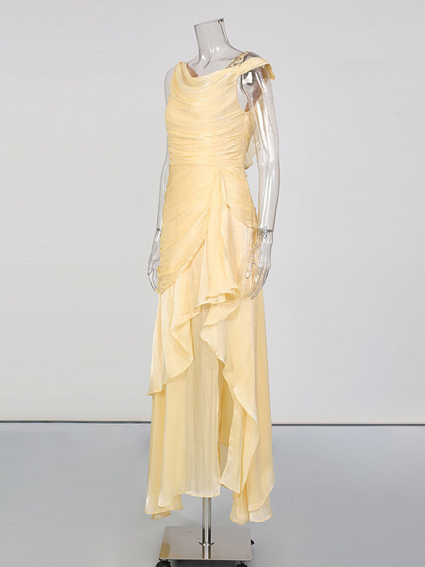 TWOTWINSTYLE Sleeveles High Waist Side Split Elegant Dress