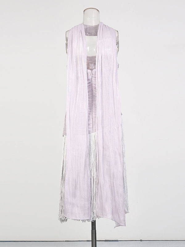 TWOTWINSTYLE Off Shoulder Patchwork Tassel Fashion Dress