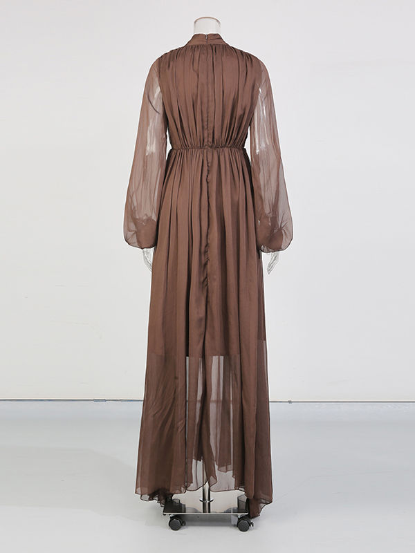 TWOTWINSTYLE V Neck Long Sleeve Spliced Diamond Vintage Dress