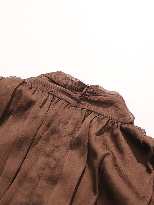 TWOTWINSTYLE V Neck Long Sleeve Spliced Diamond Vintage Dress
