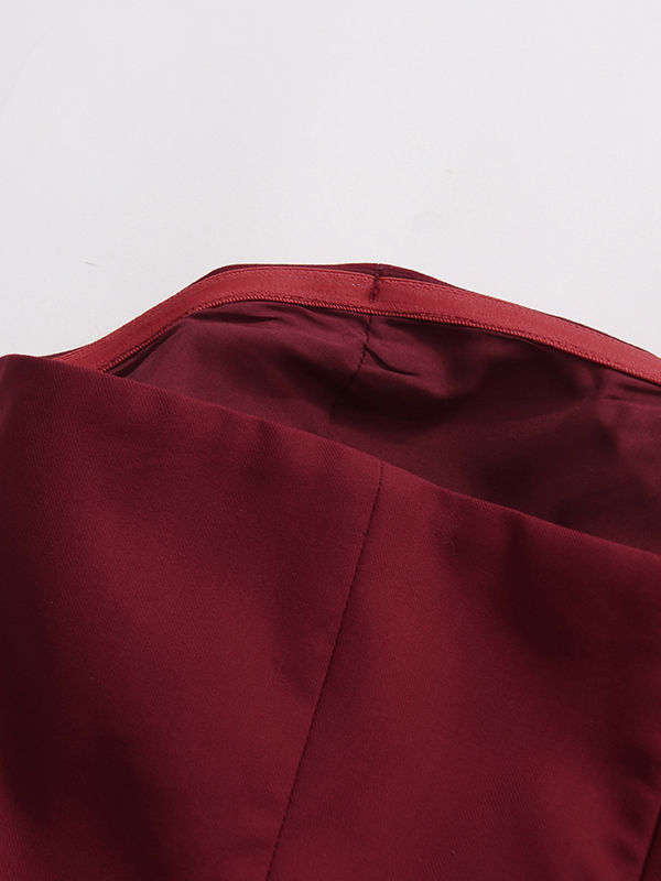 TWOTWINSTYLE Solid Spliced Ruffles Strapless Elegant Dress