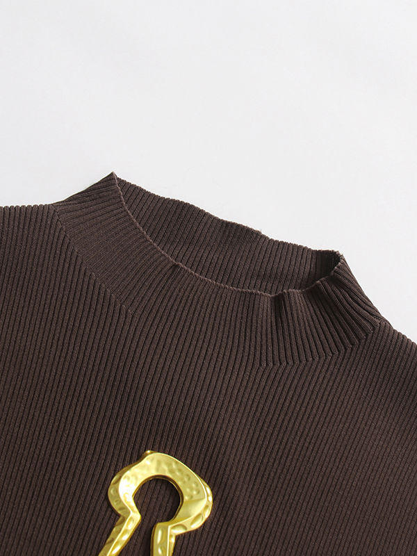 TWOTWINSTYLE Solid Sleeveless Hollow Out Knitting T-shirts