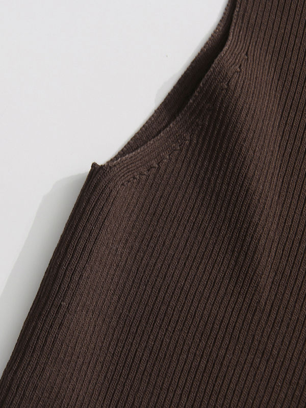 TWOTWINSTYLE Solid Sleeveless Hollow Out Knitting T-shirts