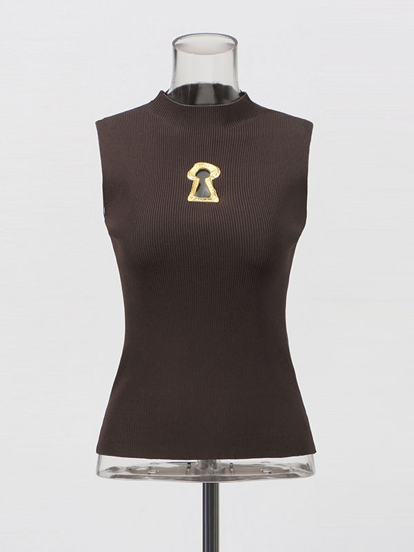 TWOTWINSTYLE Solid Sleeveless Hollow Out Knitting T-shirts