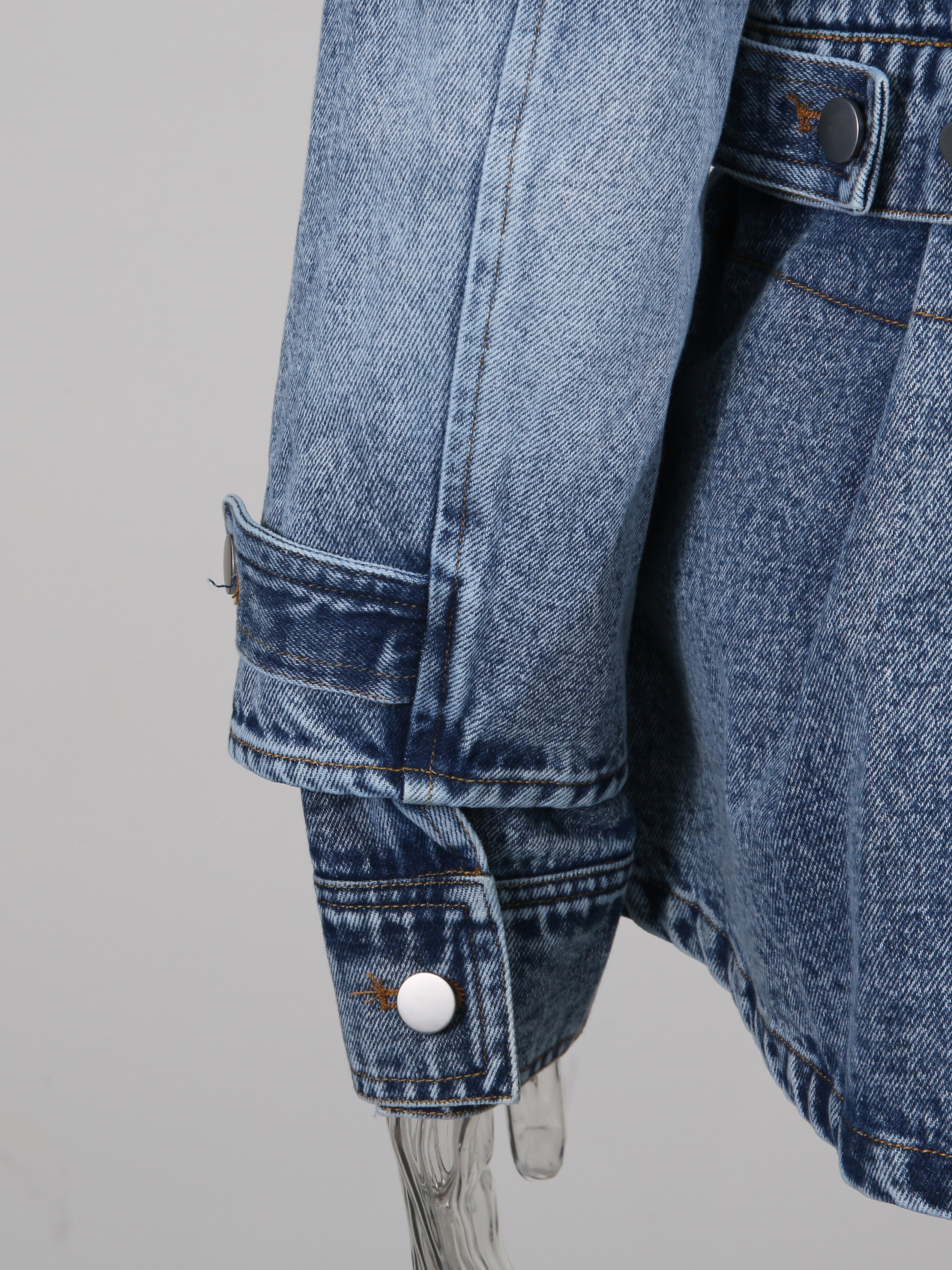 TWOTWINSTYLE Lapel Long Sleeve Designer Denim Coat
