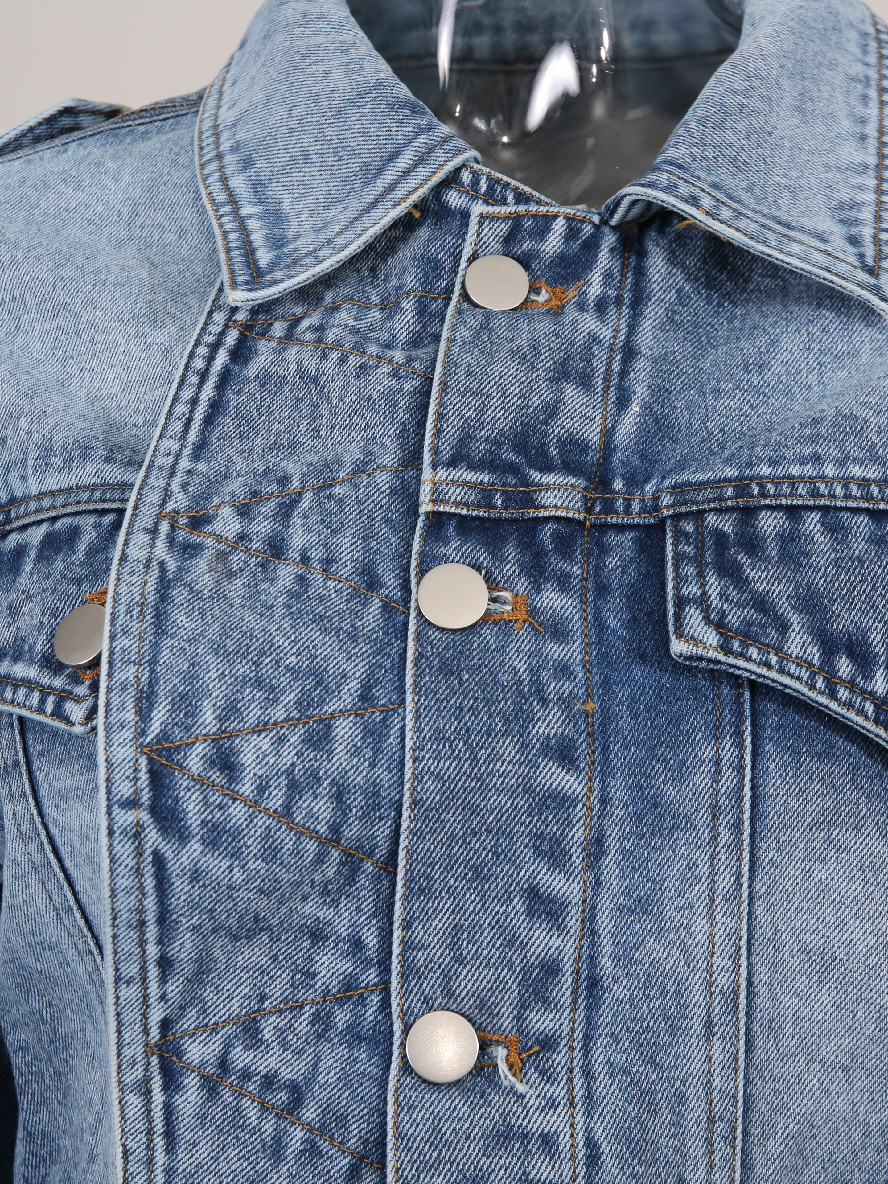 TWOTWINSTYLE Lapel Long Sleeve Designer Denim Coat