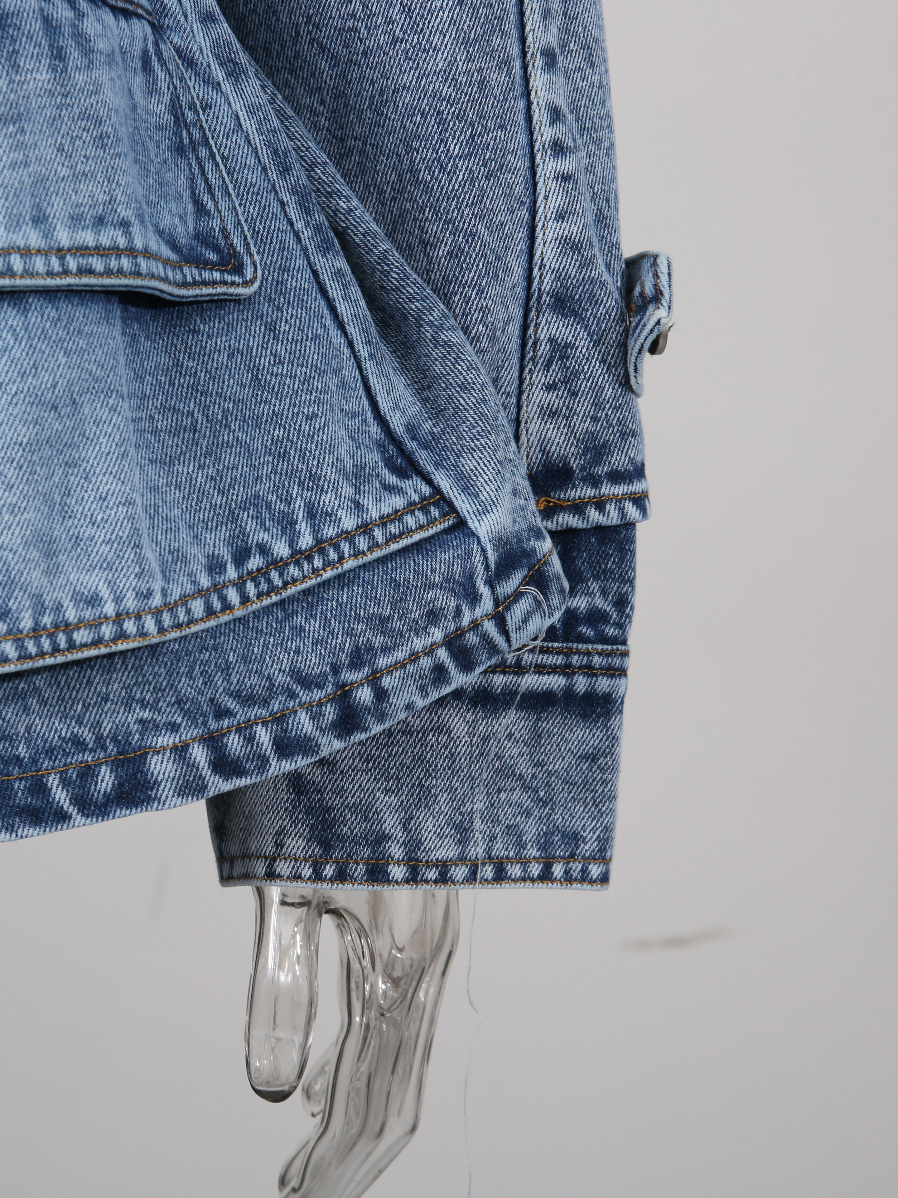 TWOTWINSTYLE Lapel Long Sleeve Designer Denim Coat