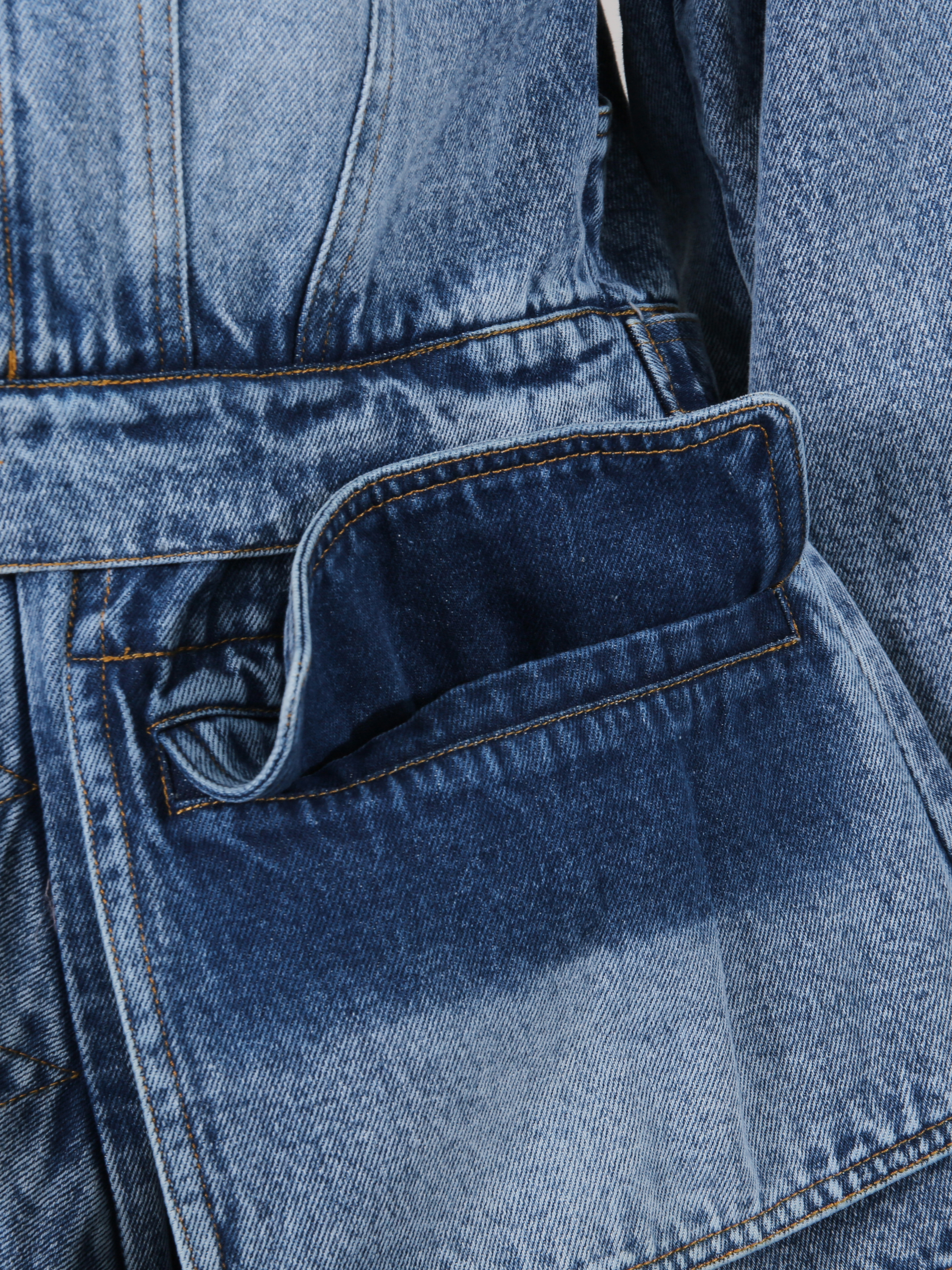 TWOTWINSTYLE Lapel Long Sleeve Designer Denim Coat