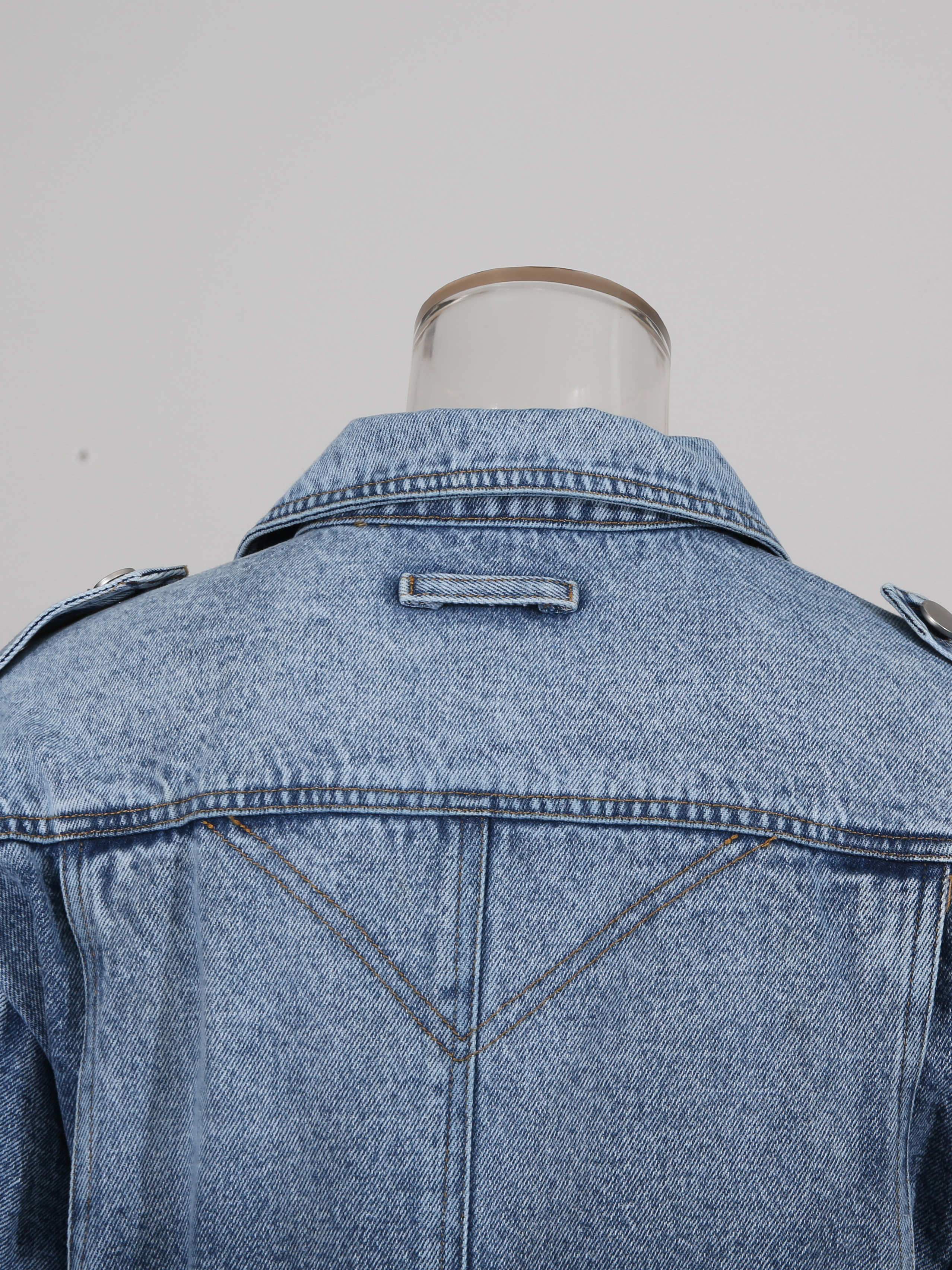 TWOTWINSTYLE Lapel Long Sleeve Designer Denim Coat