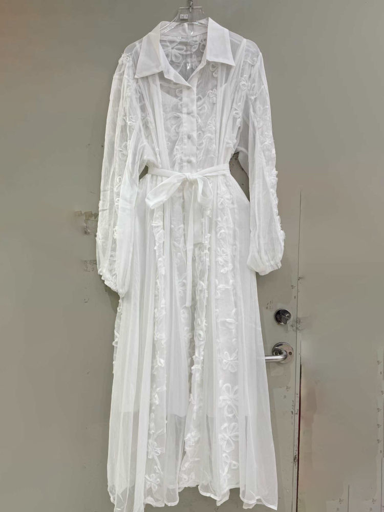 TWOTWINSTYLE Lapel Long Sleeve High Waist Designer Dress