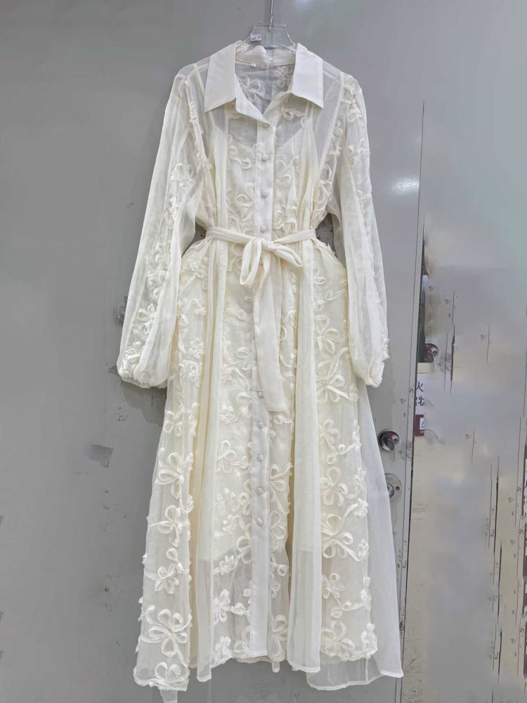 TWOTWINSTYLE Lapel Long Sleeve High Waist Designer Dress