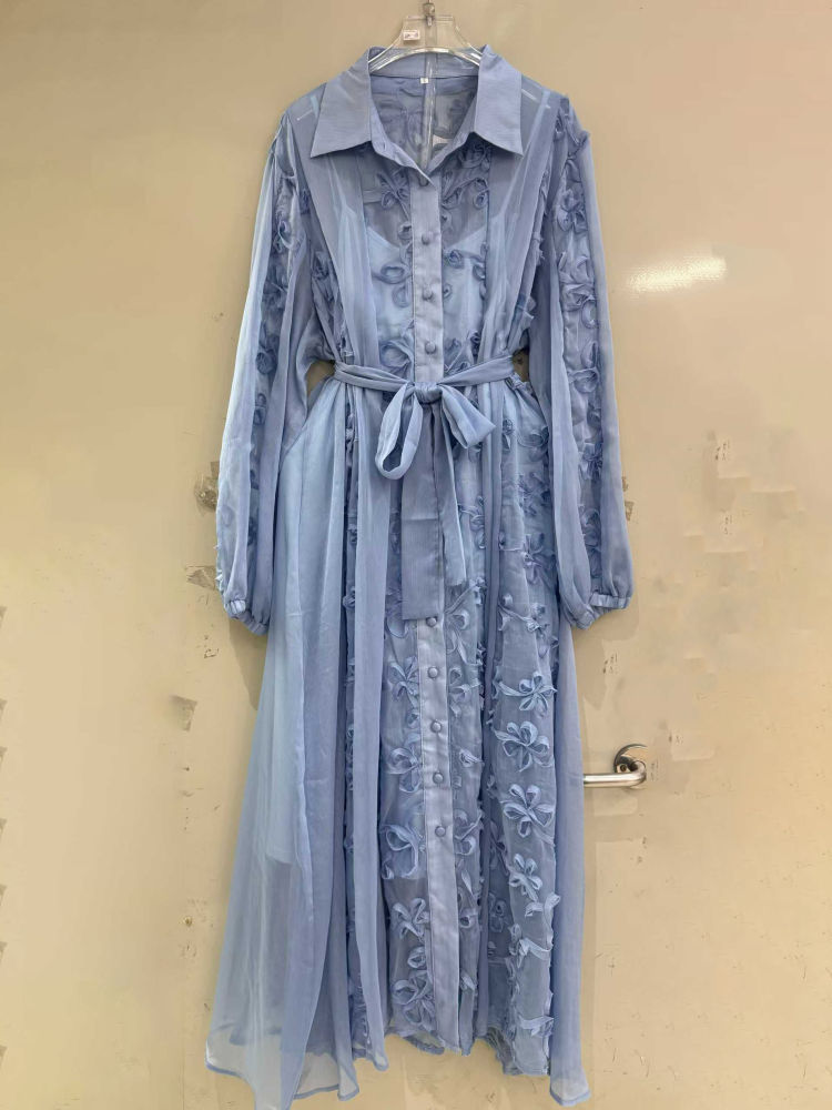 TWOTWINSTYLE Lapel Long Sleeve High Waist Designer Dress