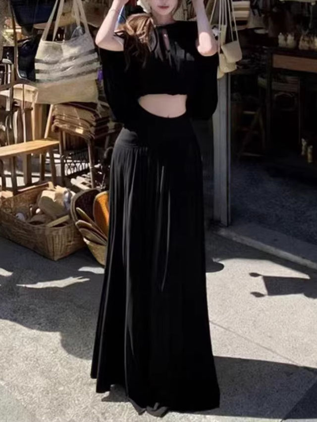 TWOTWINSTYLE Round Neck Sleeveles Crop Top High Waist Designer Dress