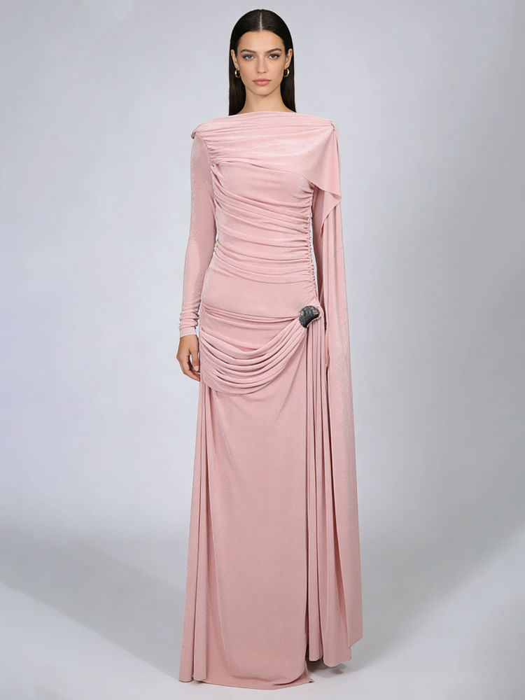 TWOTWINSTYLE Solid Round Neck Patchwork Lace Up Slimming Dress - PINK
