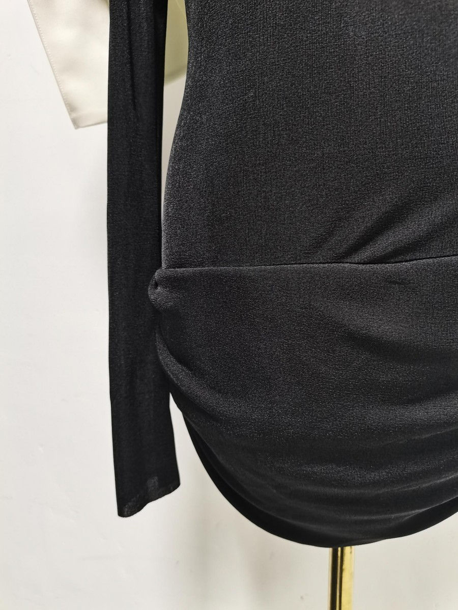 TWOTWINSTYLE Hit Color Pleated Top Solid Casual Pants Two Piece Set