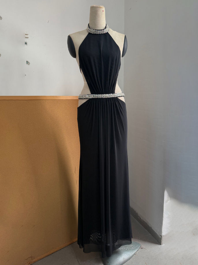 TWOTWINSTYLE Off Shoulder Spliced Diamond Hollow Out Fashion Dress