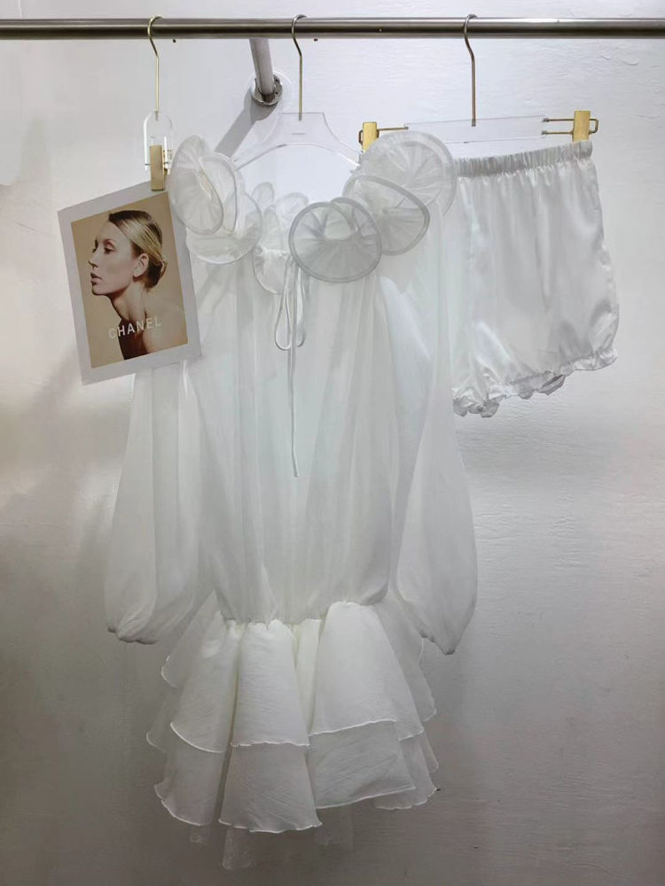 TWOTWINSTYLE Patchwork 3D Flower High Waist Elegant Dress