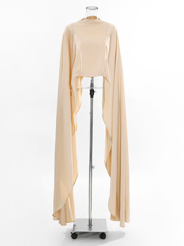 TWOTWINSTYLE Solid Cape Style Sleeveless Elegant Two Piece Set