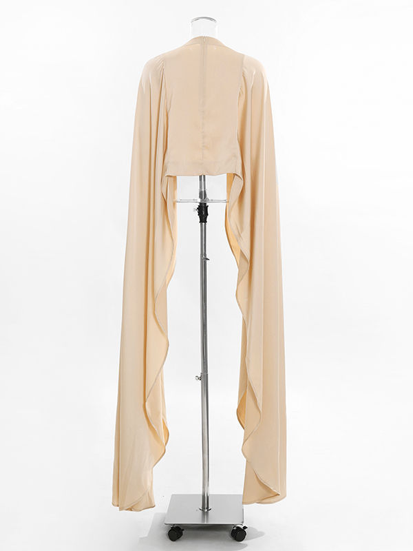 TWOTWINSTYLE Solid Cape Style Sleeveless Elegant Two Piece Set