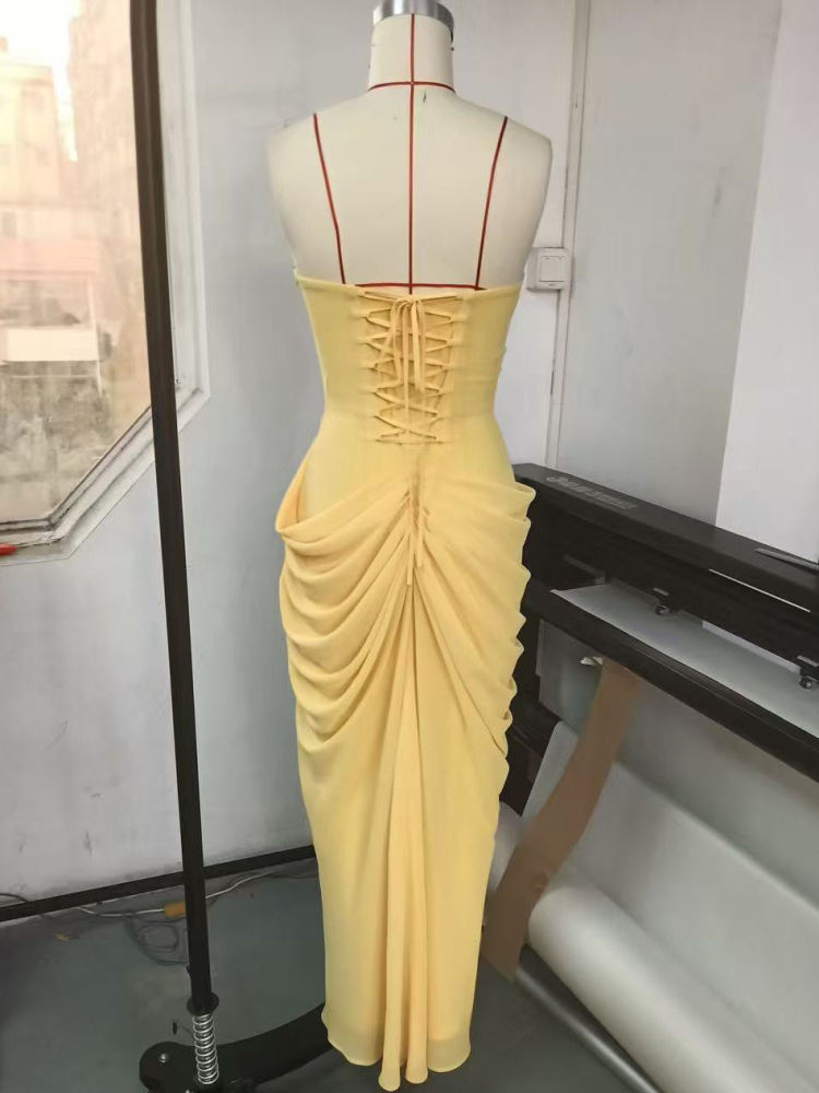 TWOTWINSTYLE Off Shoulder Side Split High Waist Elegant Dress