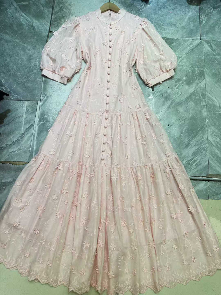 TWOTWINSTYLE Puff Sleeve Patchwork Single Breasted Fashion Dress