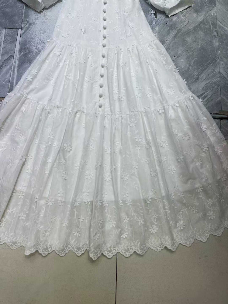 TWOTWINSTYLE Puff Sleeve Patchwork Single Breasted Fashion Dress