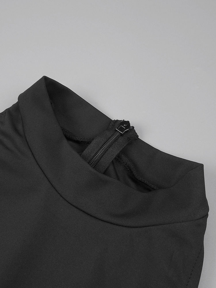 TWOTWINSTYLE Round Neck Hit Color Ruched Elegant Dress
