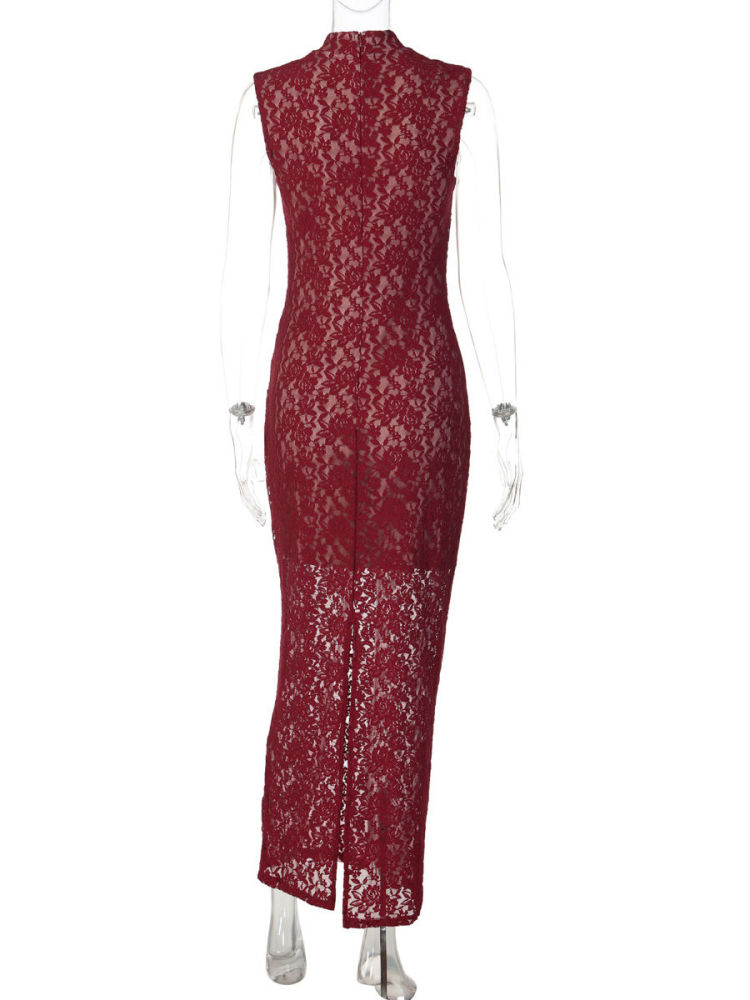 TWOTWINSTYLE Round Neck Sleeveles Hollow Out Elegant Dress
