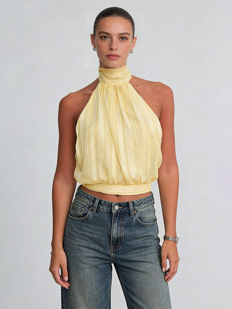 TWOTWINSTYLE Solid Stand Collar Off Shoulder Sexy Vest