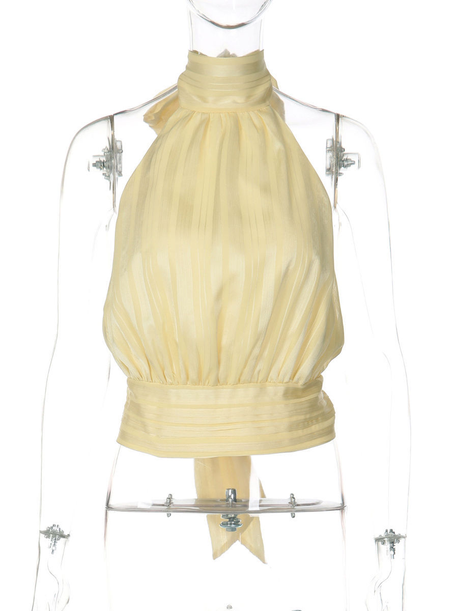 TWOTWINSTYLE Solid Stand Collar Off Shoulder Sexy Vest