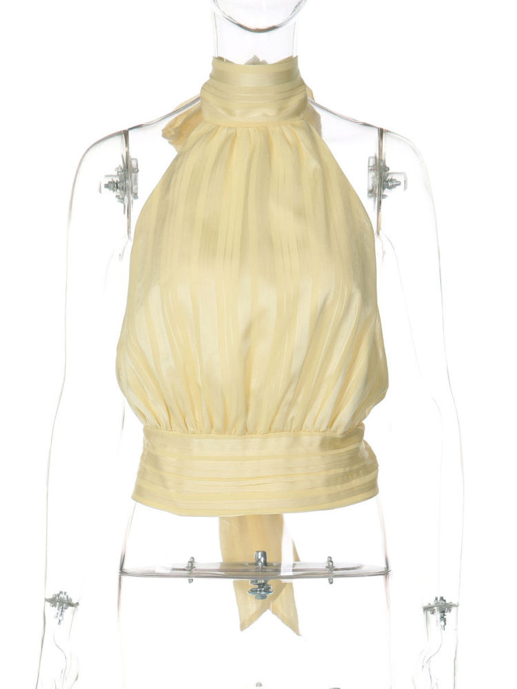 TWOTWINSTYLE Solid Stand Collar Off Shoulder Sexy Vest
