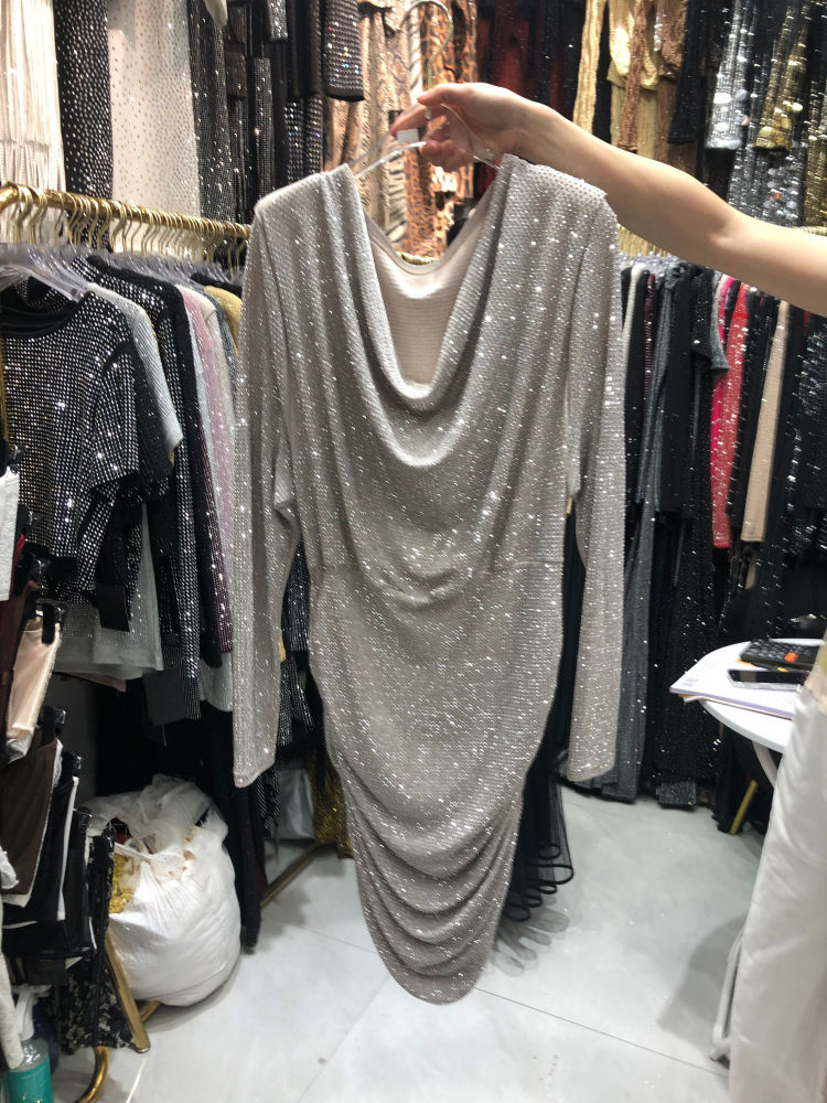 TWOTWINSTYLE V Neck Tunic Spliced Diamond Designer Dress