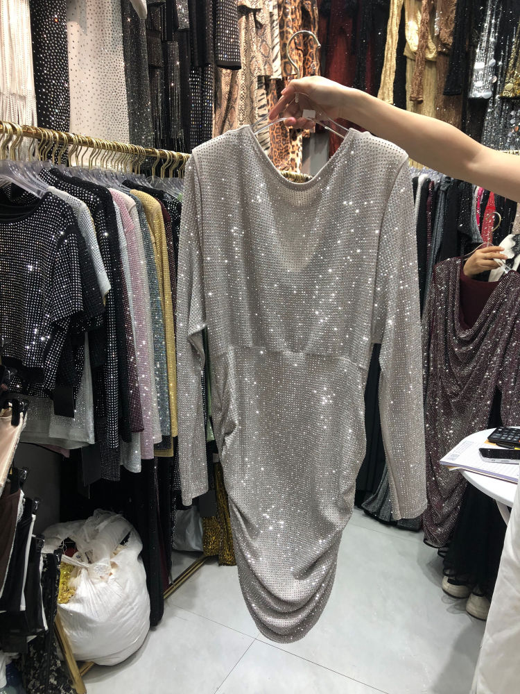 TWOTWINSTYLE V Neck Tunic Spliced Diamond Designer Dress