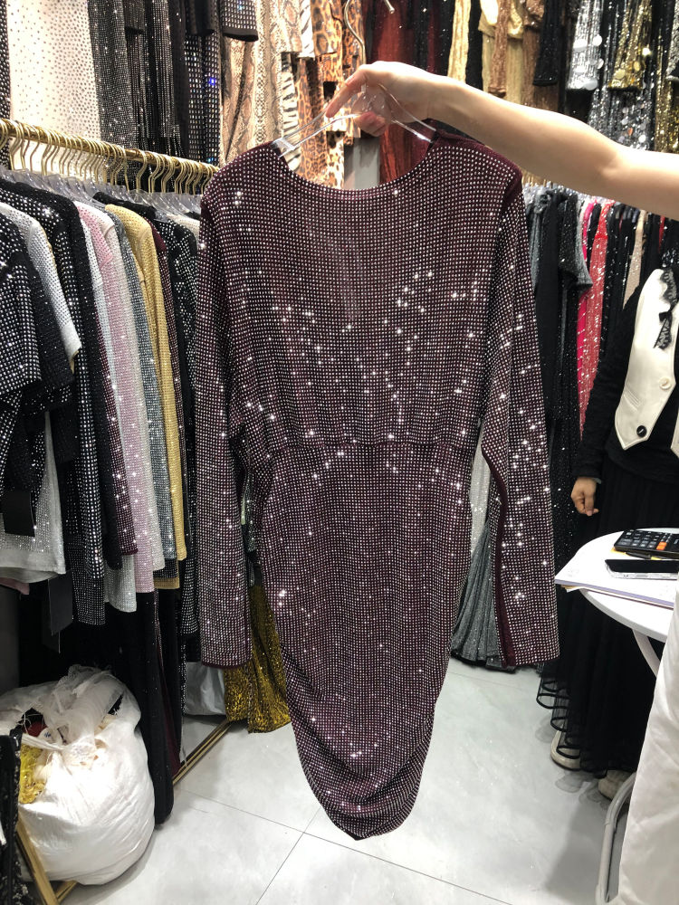 TWOTWINSTYLE V Neck Tunic Spliced Diamond Designer Dress