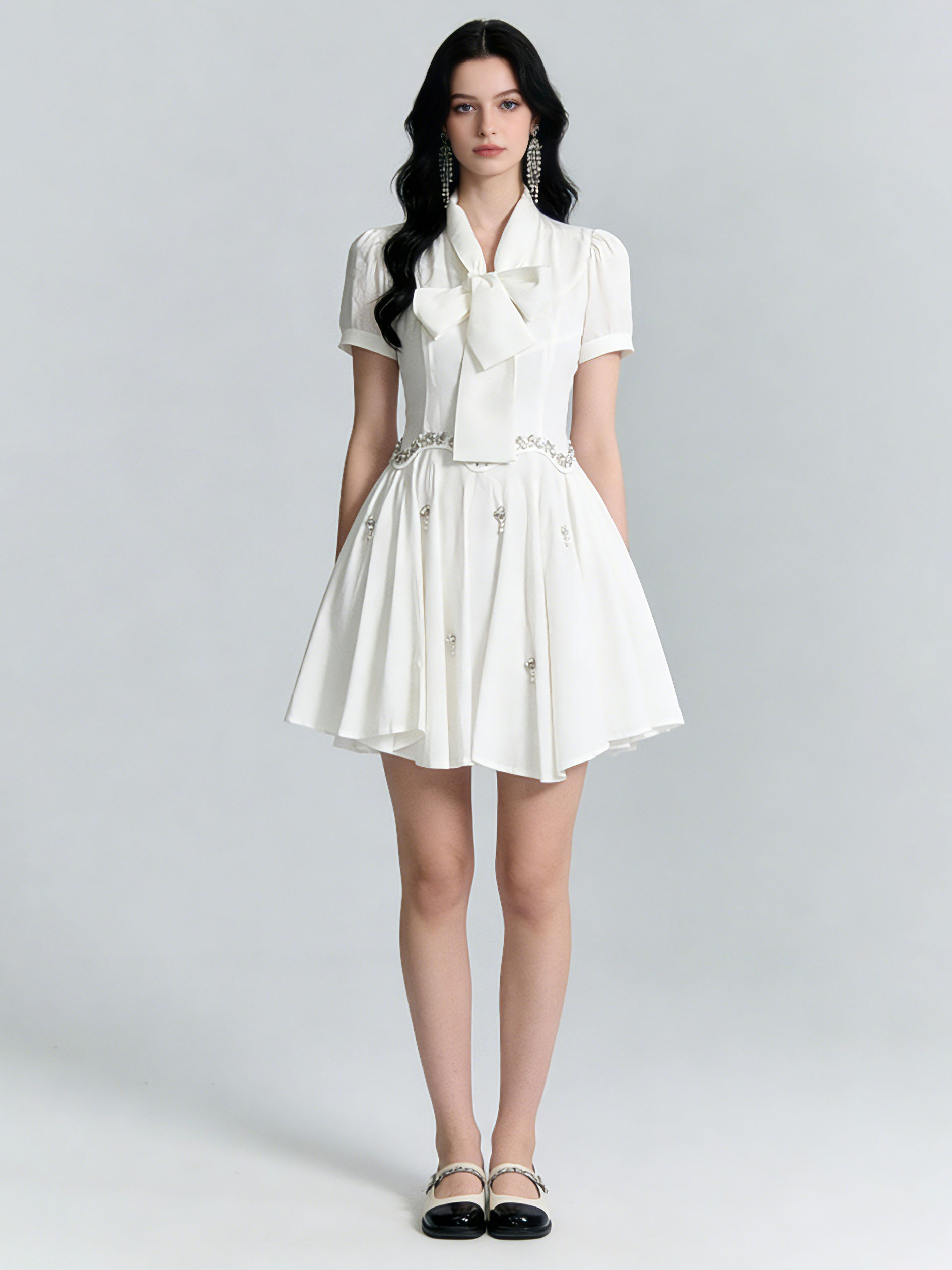 TWOTWINSTYLE Patchwork Diamond Tunic Elegant Mini Dress