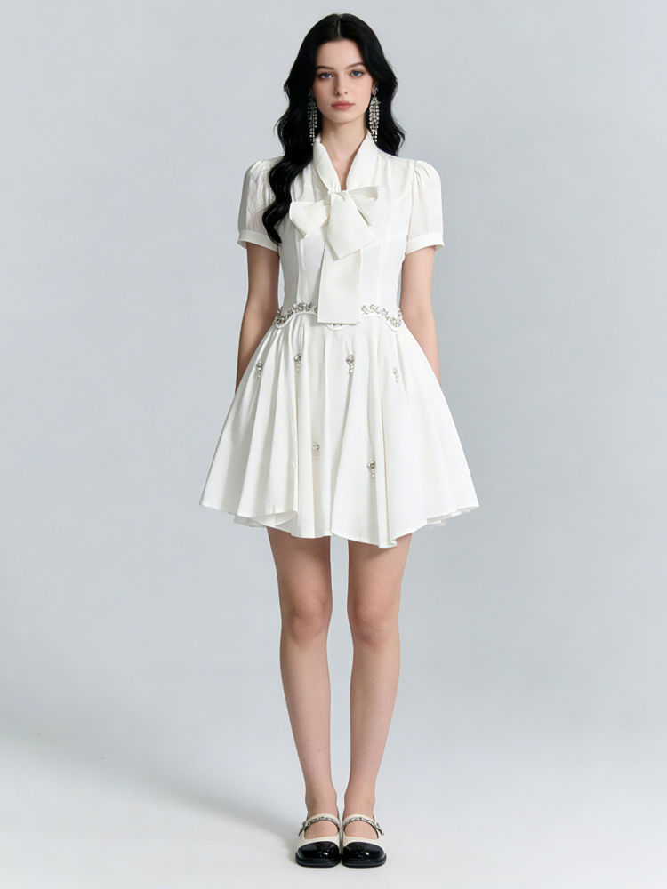 TWOTWINSTYLE Patchwork Diamond Tunic Elegant Mini Dress