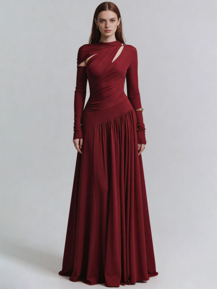 TWOTWINSTYLE Round Neck Hollow Out Tunic Vintage Dress
